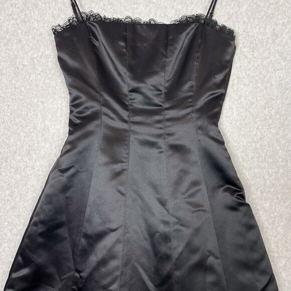 BCBGMaxazria Black A Line Lace Hem Midi Dress Size 4 - Picture 3 of 9